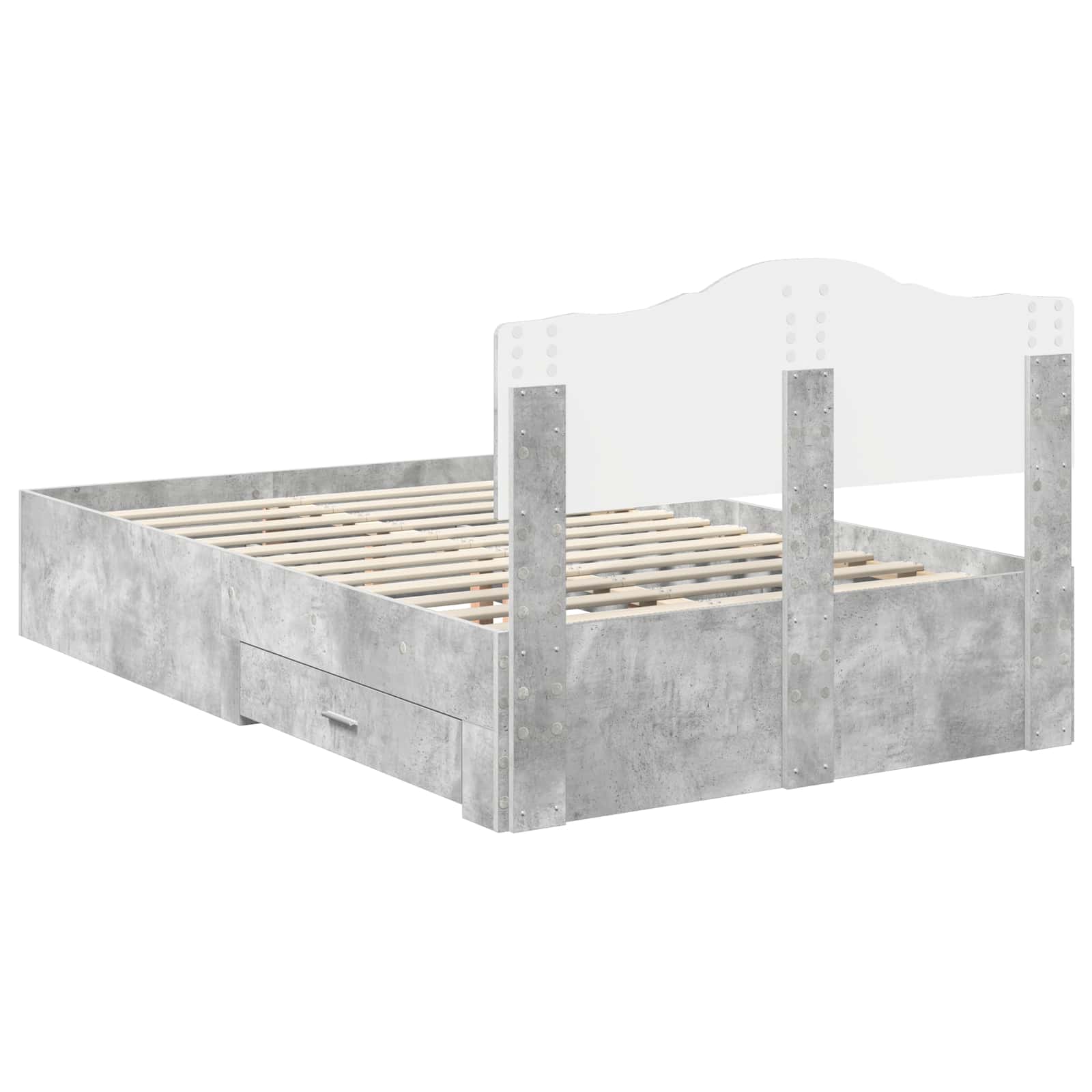 Sengestel med hovedgærde Beton Grå 135 x 190 cm Konstrueret træ