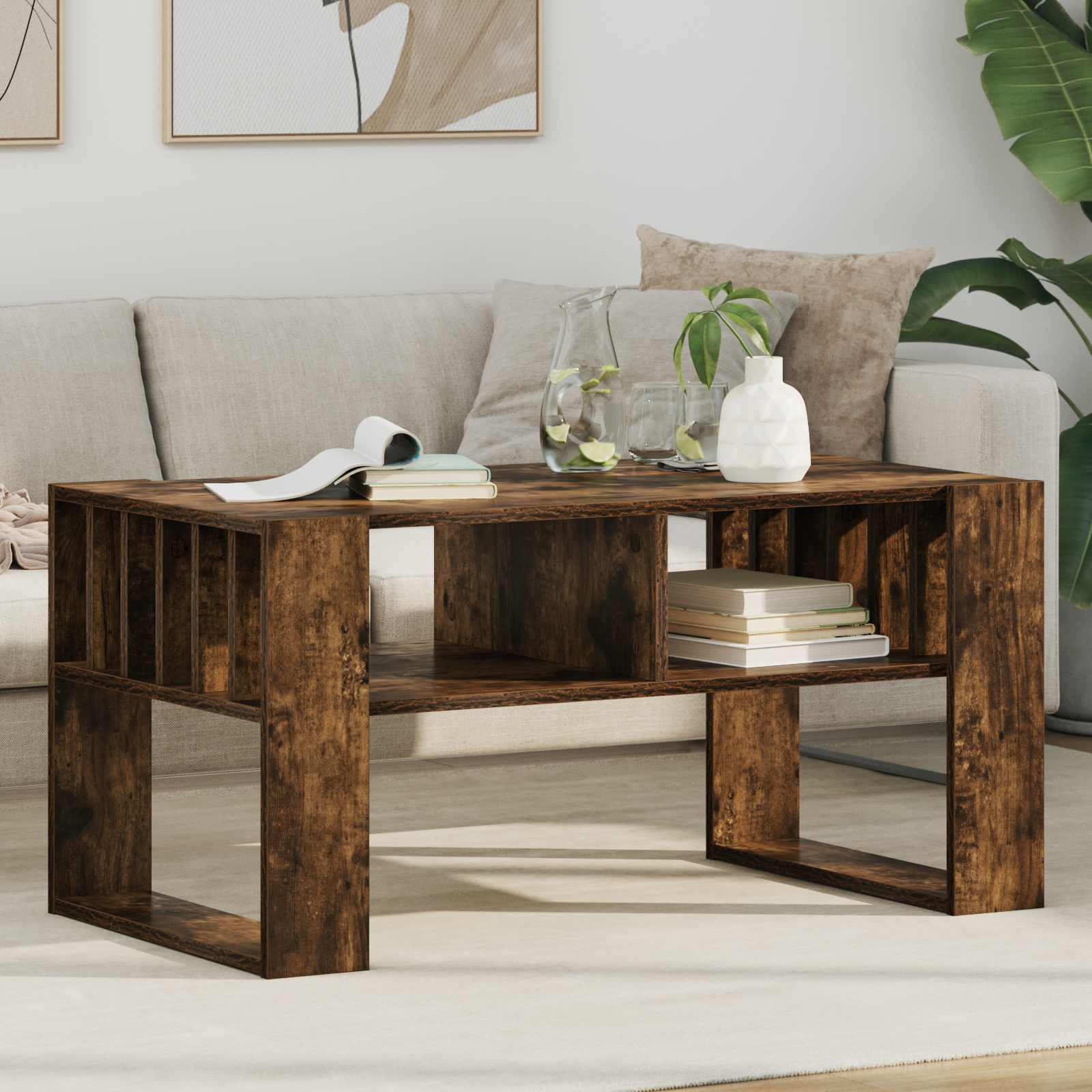 Sofabord Røget eg 92 x 49,5 x 45 cm Konstrueret træ
