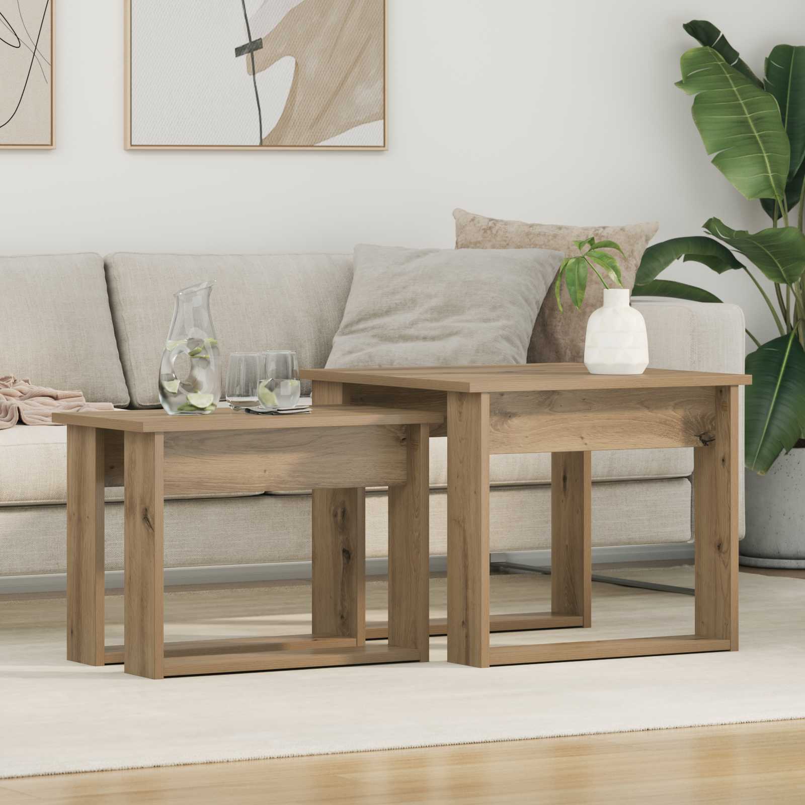 Kaffebord Sæt 2 pcs Artisan Egetræ Konstrueret træ