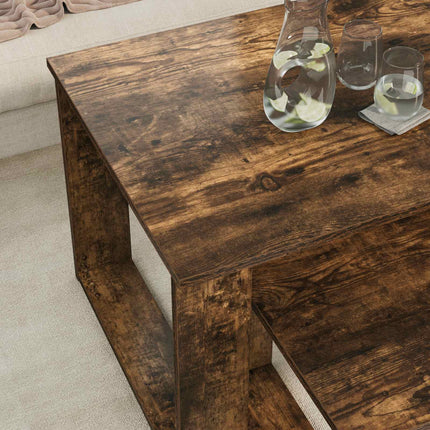 Kaffebord Sæt 2 stk. Røget eg 100 x 50 x 42 cm Konstrueret træ