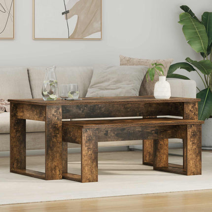 Kaffebord Sæt 2 stk. Røget eg 100 x 50 x 42 cm Konstrueret træ
