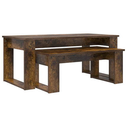 Kaffebord Sæt 2 stk. Røget eg 100 x 50 x 42 cm Konstrueret træ