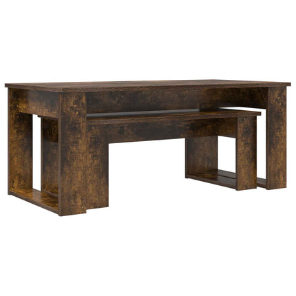 Kaffebord Sæt 2 stk. Røget eg 100 x 50 x 42 cm Konstrueret træ