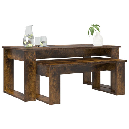 Kaffebord Sæt 2 stk. Røget eg 100 x 50 x 42 cm Konstrueret træ