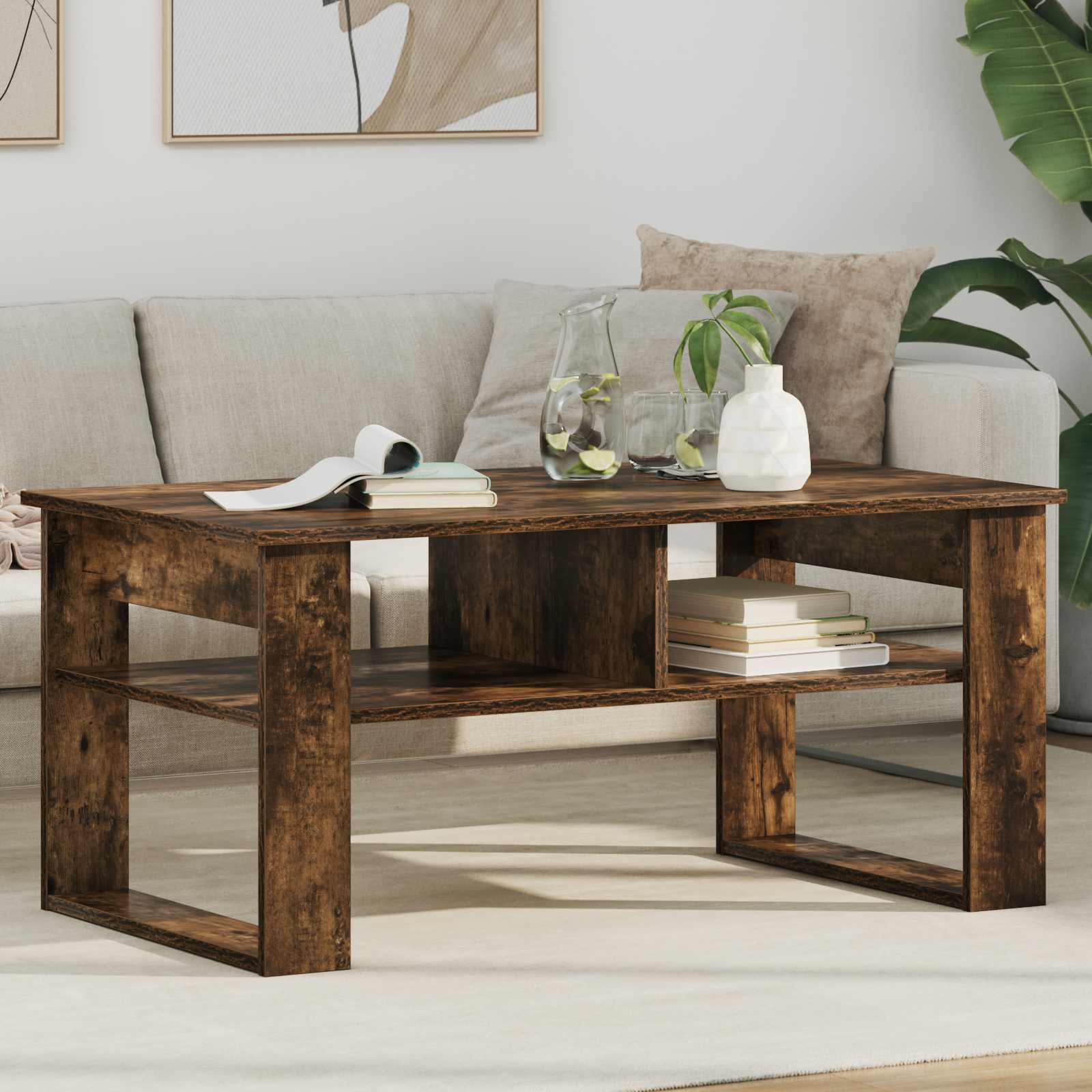 Sofabord Røget eg 96 x 54 x 44 cm Konstrueret træ