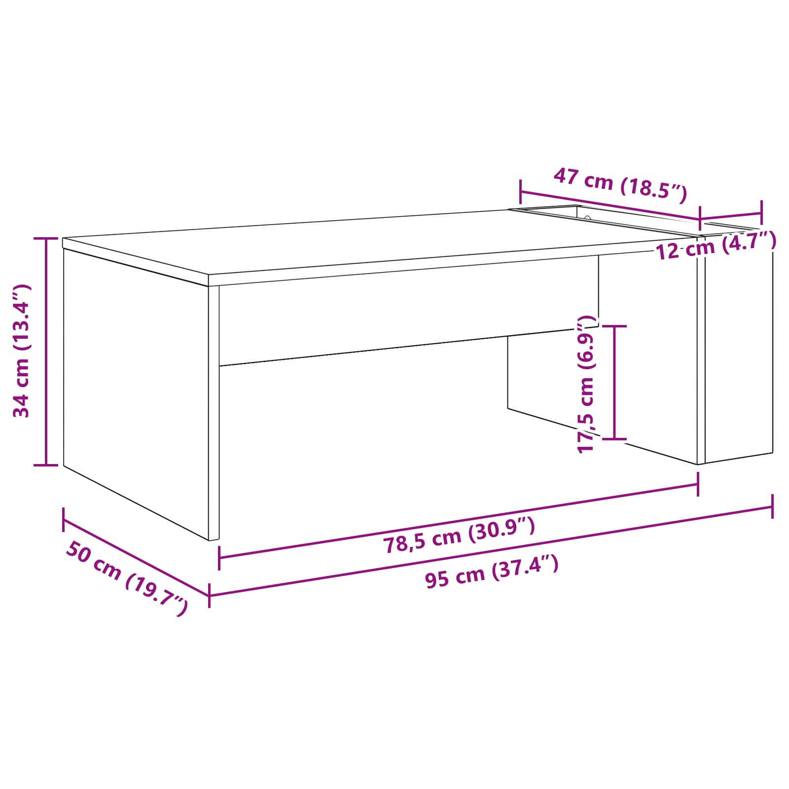 Sofabord Artisan Egetræ 95 x 50 x 34 cm Konstrueret træ