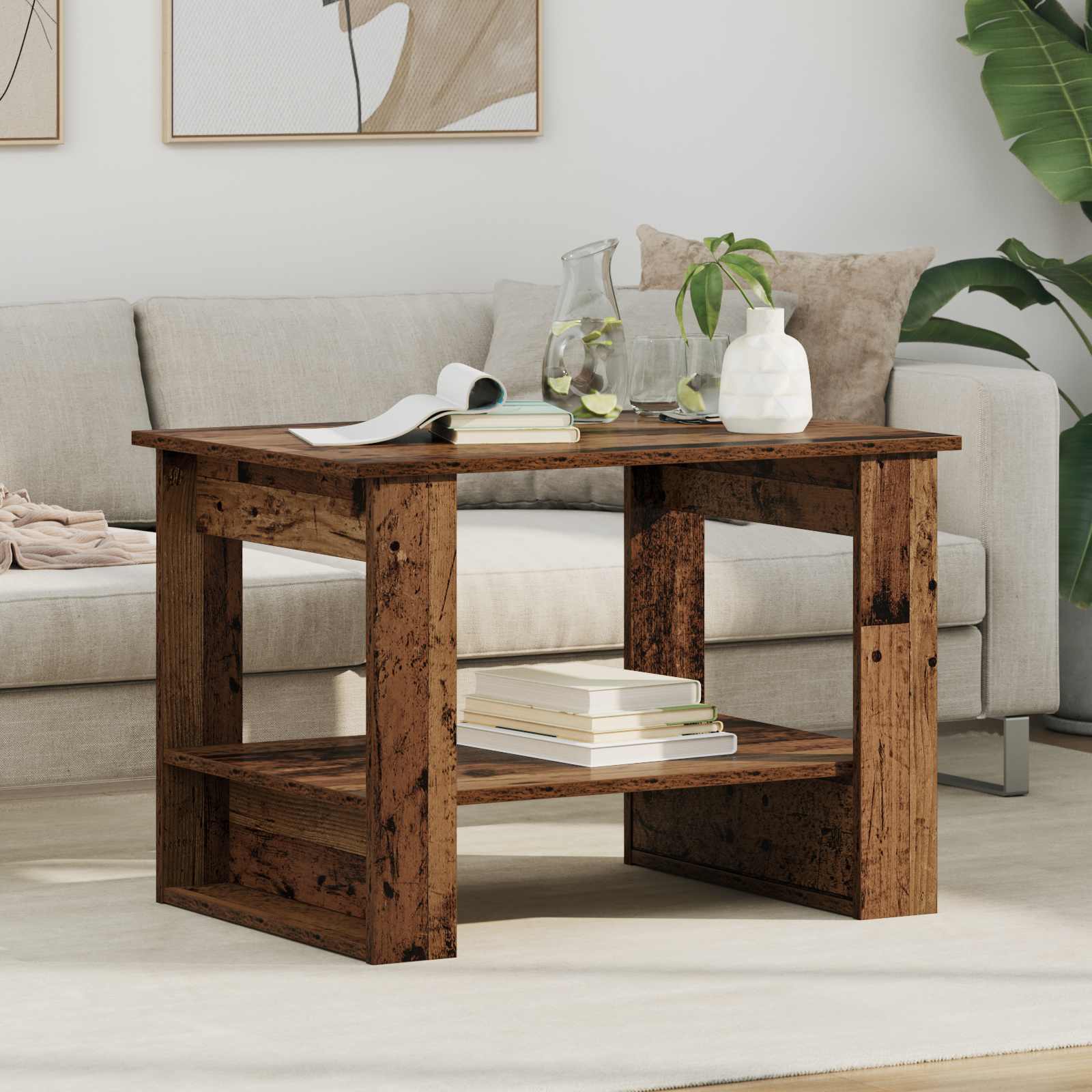 Sofabord Gammelt træ 72 x 50 x 50 cm Konstrueret træ