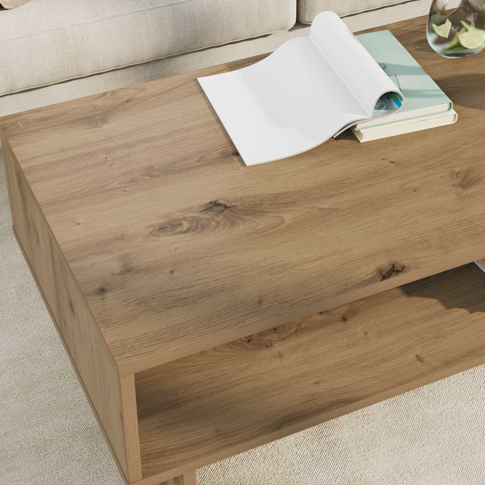 Sofabord Artisan Egetræ 100 x 46 x 35 cm Konstrueret træ