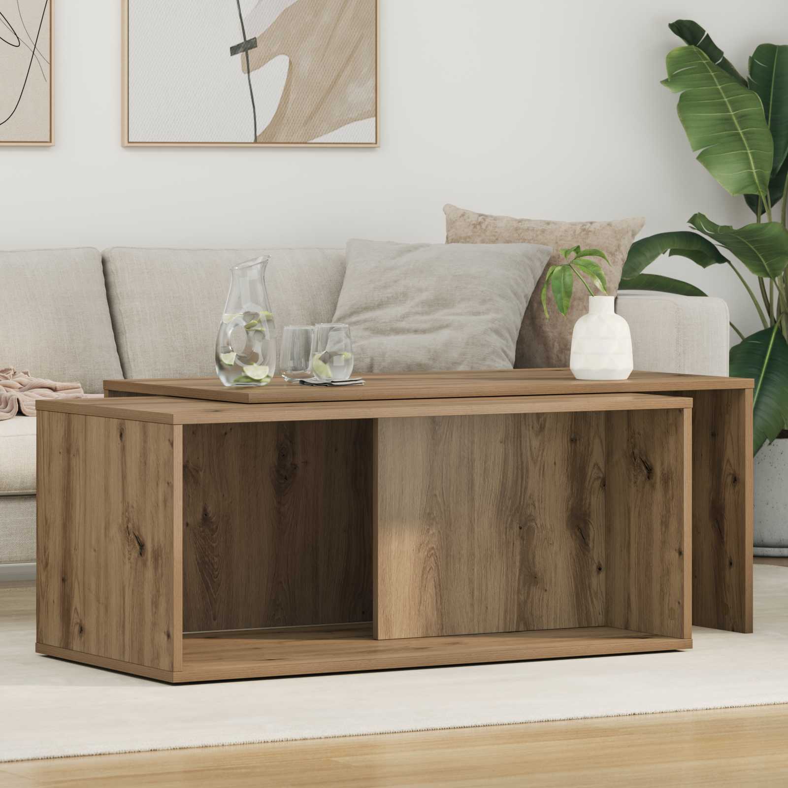 Kaffebord Sæt 2 pcs Artisan Egetræ Konstrueret træ
