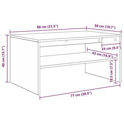 Sofabord Sort eg 80 x 50 x 40 cm Konstrueret træ
