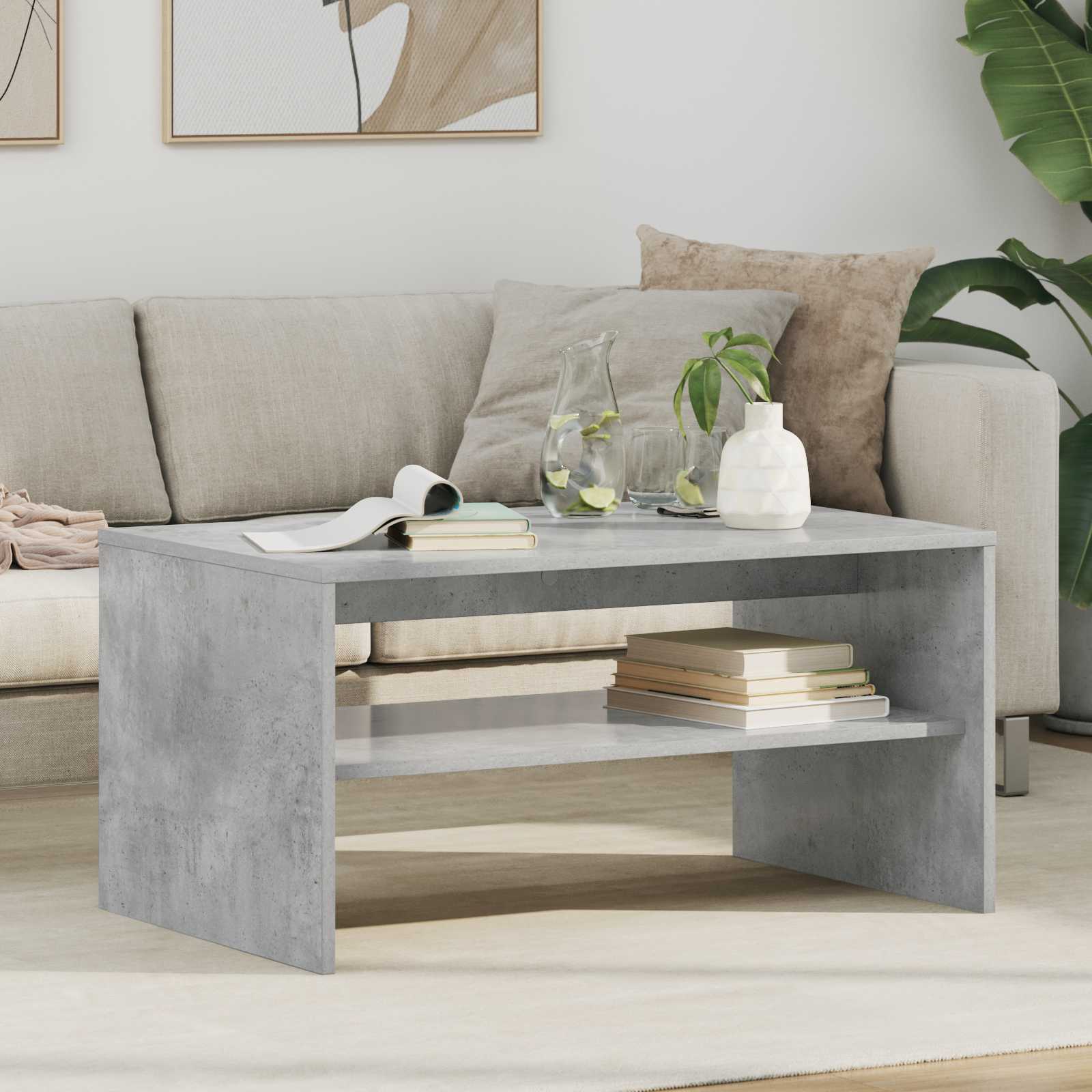 Sofabord Beton Grå 80 x 50 x 40 cm Konstrueret træ
