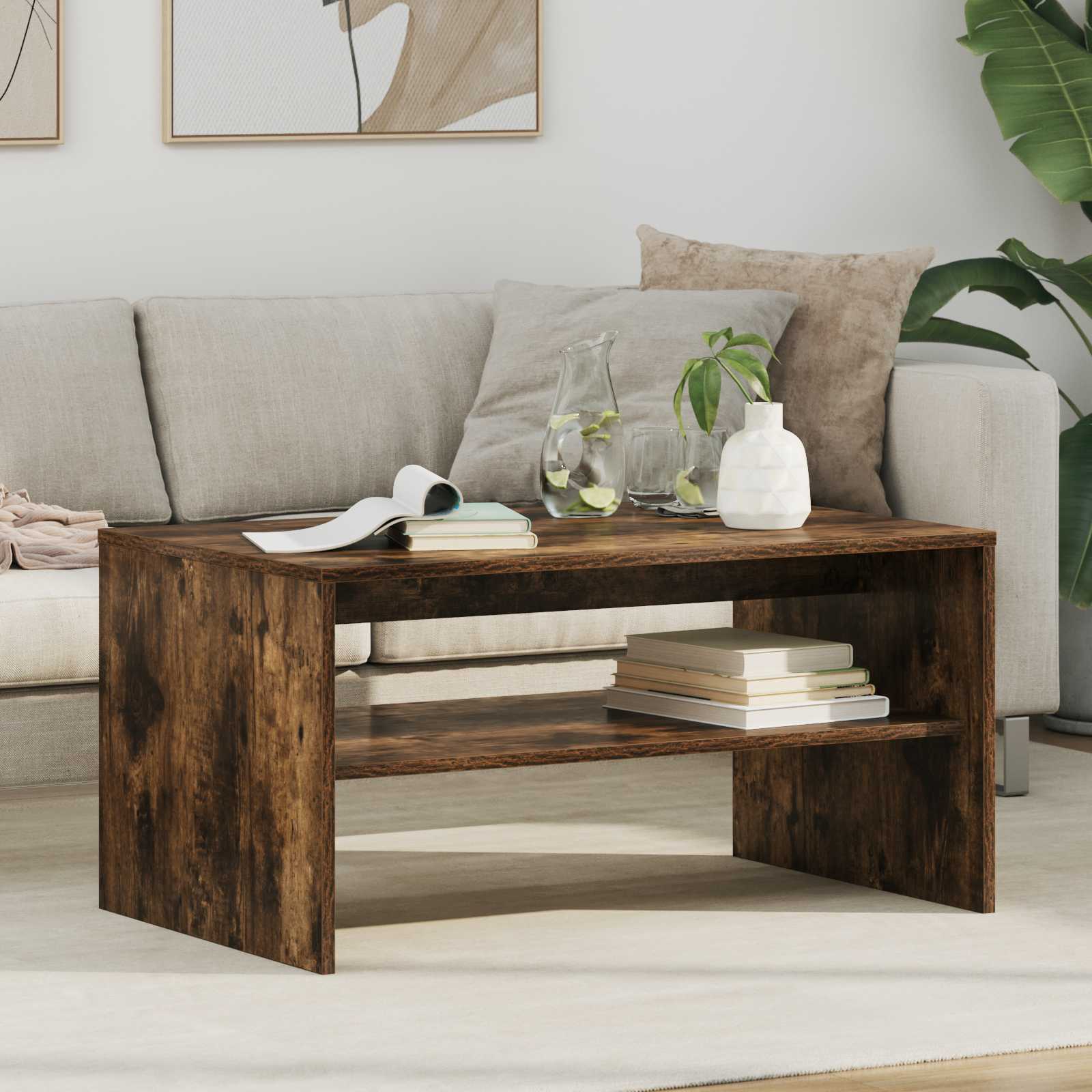 Sofabord Røget eg 80 x 50 x 40 cm Konstrueret træ