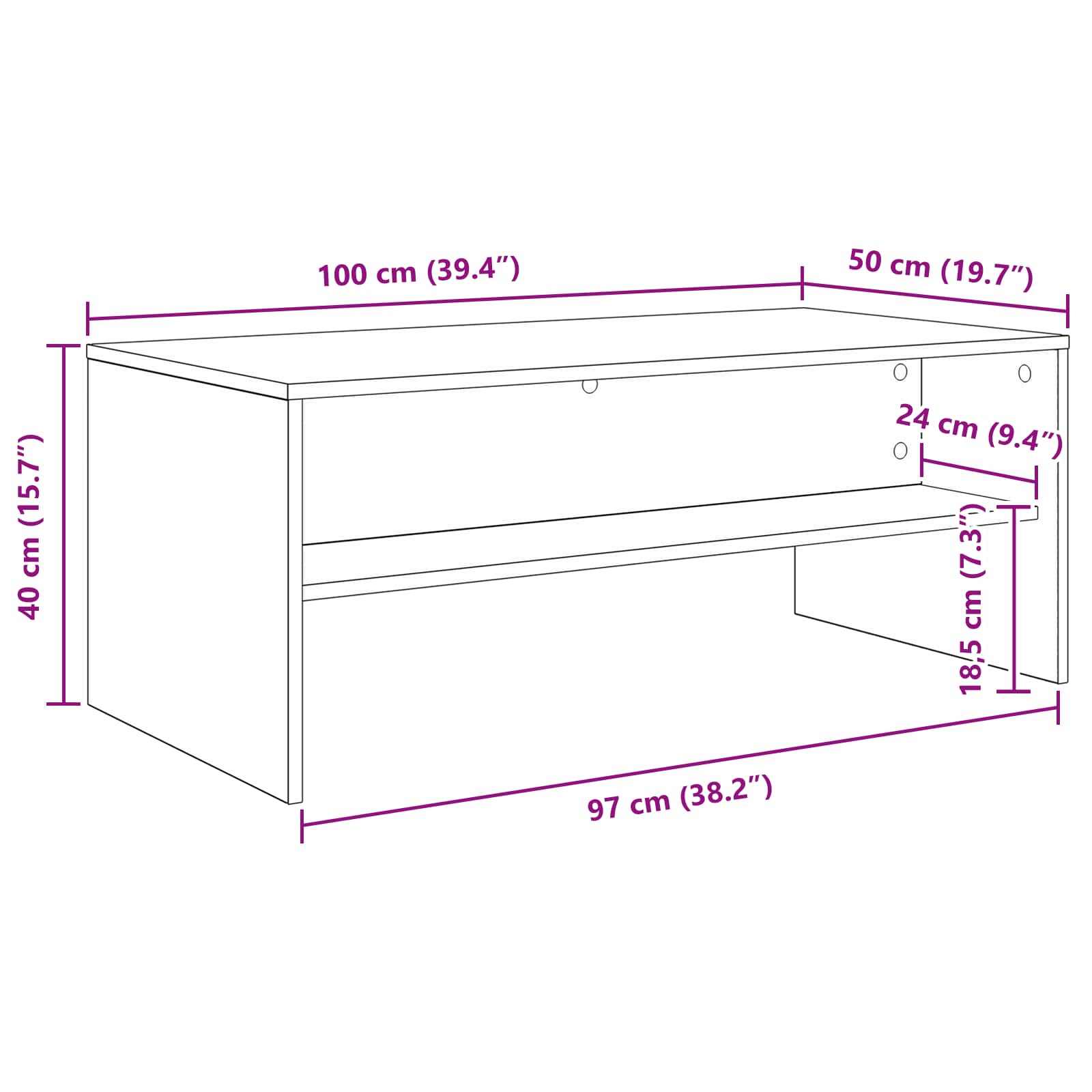 Sofabord Gammelt træ 100 x 50 x 40 cm Konstrueret træ