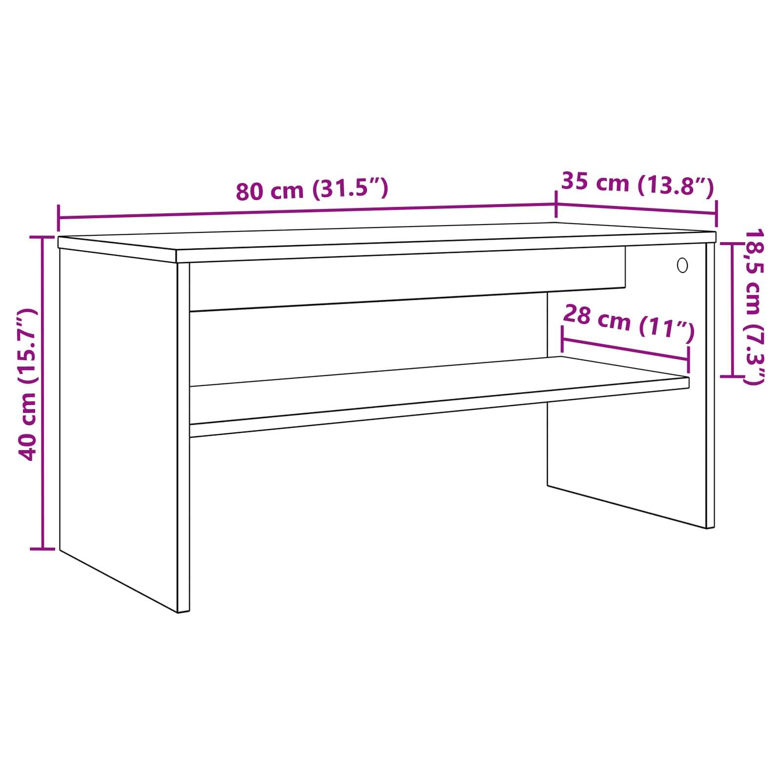 TV-skab Hvid 80 x 35 x 40 cm Konstrueret træ