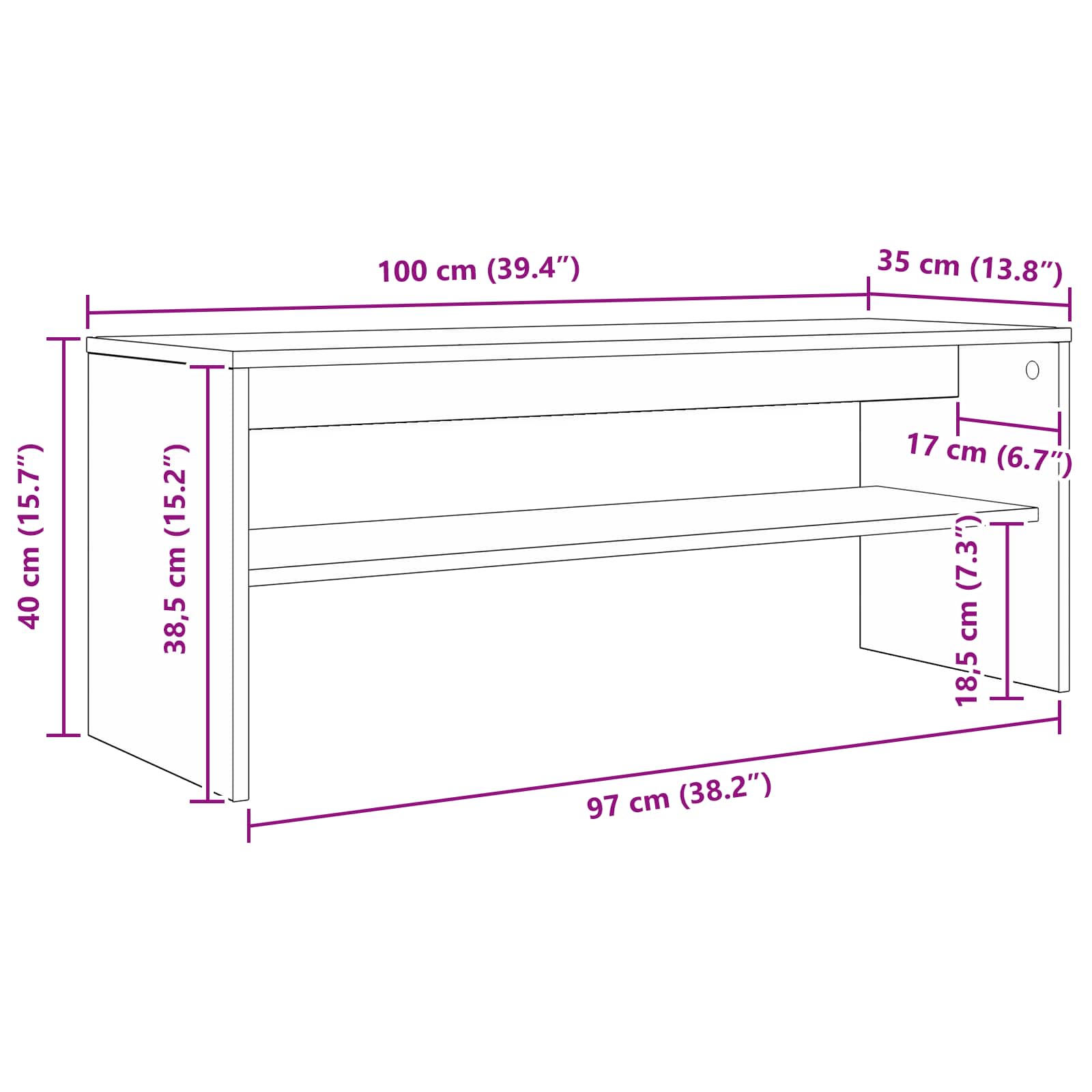 TV-skab Hvid 100 x 35 x 40 cm Konstrueret træ