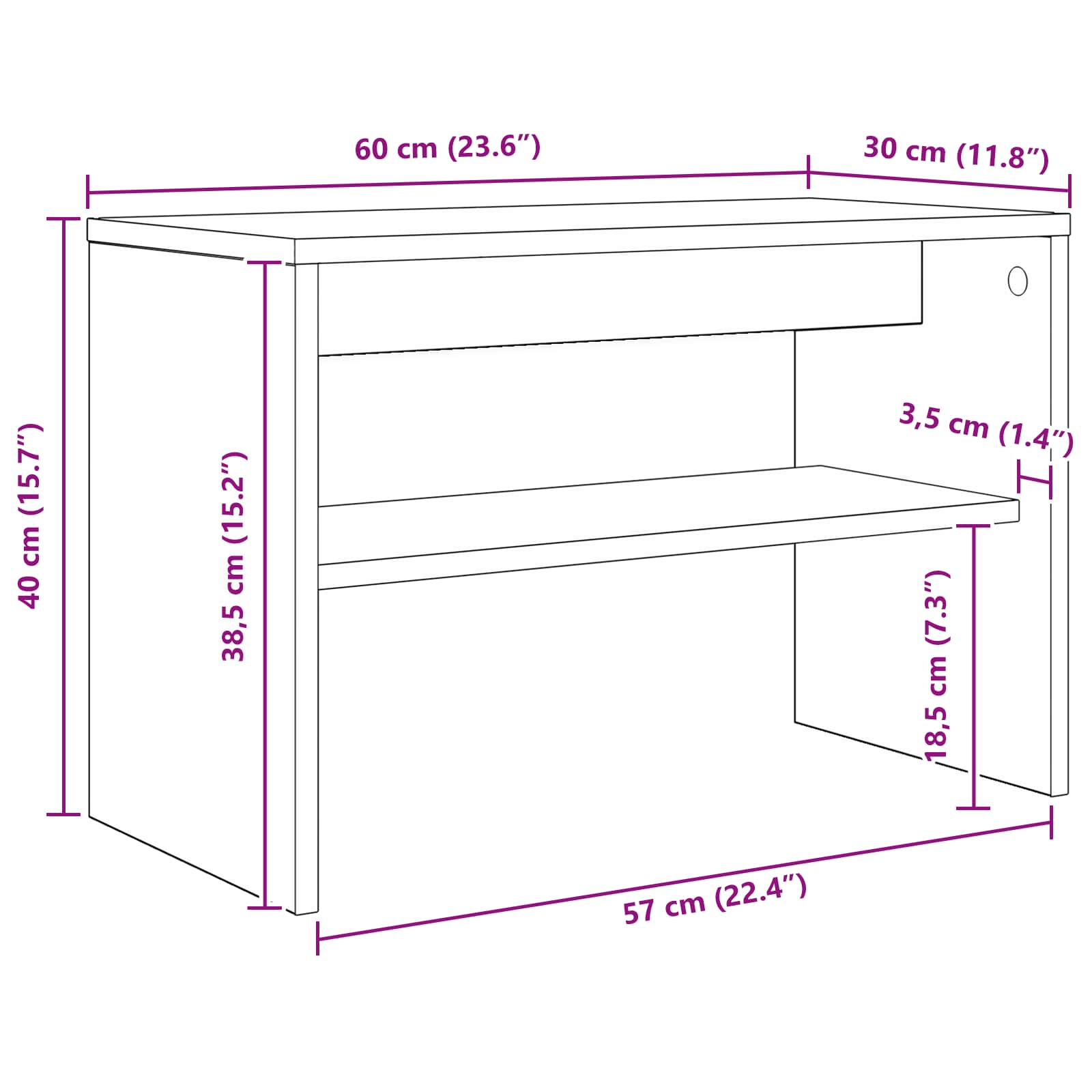 TV-skab Sort eg 60 x 30 x 40 cm Konstrueret træ