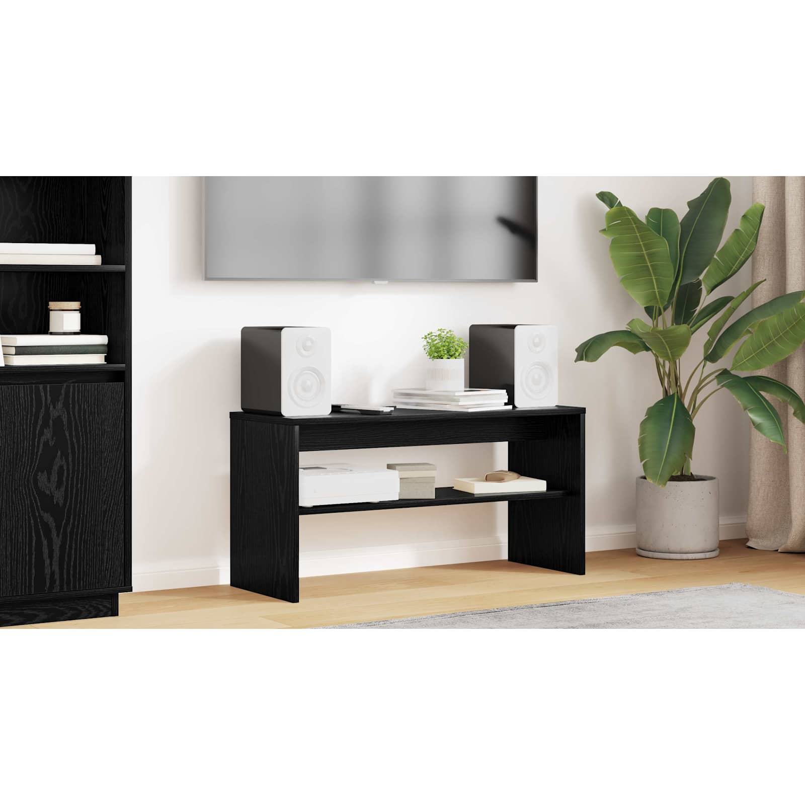 TV-skab Sort eg 80 x 30 x 40 cm Konstrueret træ