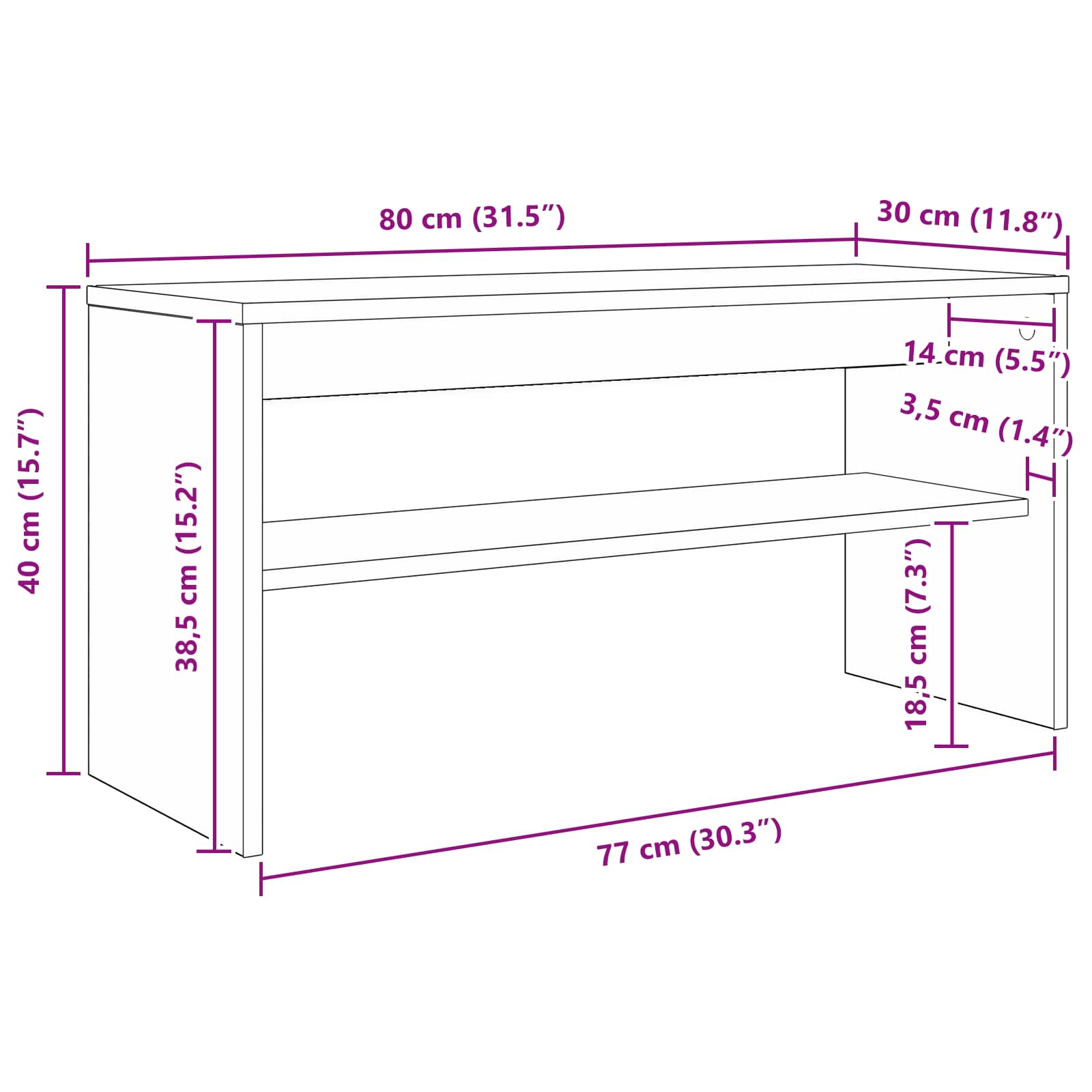 TV-skab Sort eg 80 x 30 x 40 cm Konstrueret træ