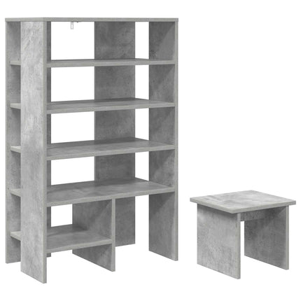 Sko skab med hylde 2 pcs Beton Grå Konstrueret træ