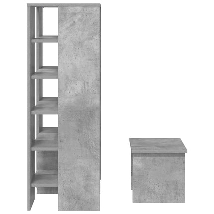 Sko skab med hylde 2 pcs Beton Grå Konstrueret træ