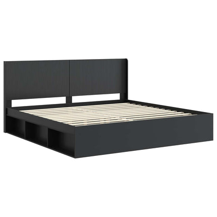 Sengestel med opbevaring og hovedgærde Sort 180 x 200 cm