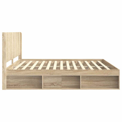 Sengestel med opbevaring og hovedgærde Sonoma-eg 180 x 200 cm