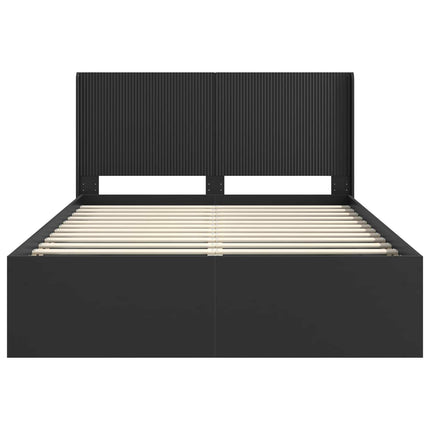 Sengestel med opbevaring og hovedgærde Sort 135 x 190 cm