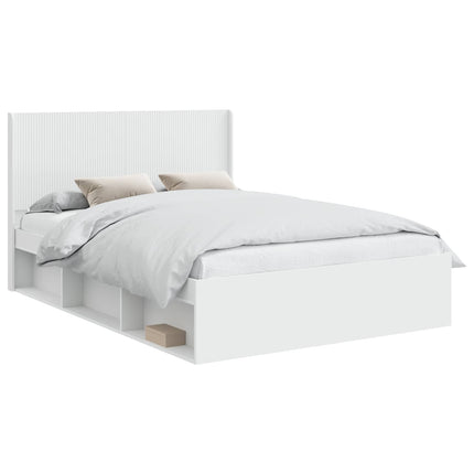 Sengestel med opbevaring og hovedgærde Hvid 120 x 200 cm