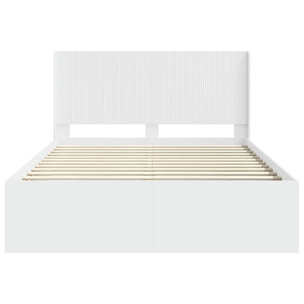 Sengestel med opbevaring og hovedgærde Hvid 120 x 200 cm