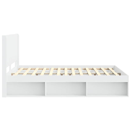 Sengestel med opbevaring og hovedgærde Hvid 120 x 200 cm