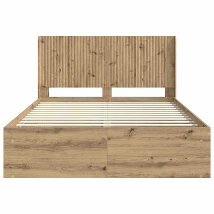 Sengestel med opbevaring og hovedgærde Artisan-eg 120 x 200 cm