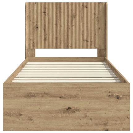 Sengestel med opbevaring og hovedgærde Artisan-eg 100 x 200 cm