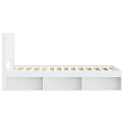 Sengestel med opbevaring og hovedgærde Hvid 90 x 190 cm