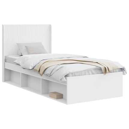 Sengestel med opbevaring og hovedgærde Hvid 75 x 190 cm