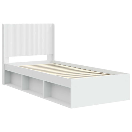 Sengestel med opbevaring og hovedgærde Hvid 75 x 190 cm