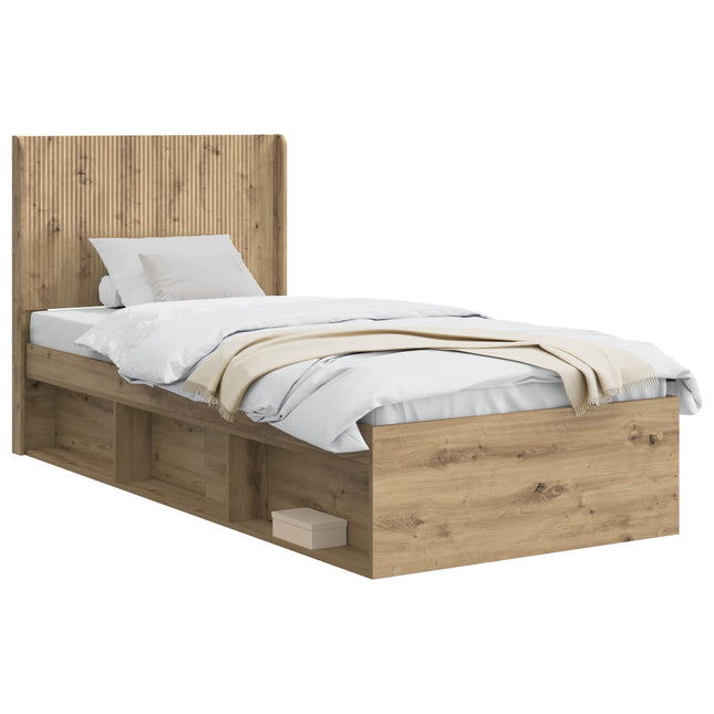 Sengestel med opbevaring og hovedgærde Artisan-eg 75 x 190 cm