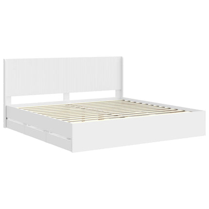 Sengestel med opbevaring og hovedgærde Hvid 180 x 200 cm