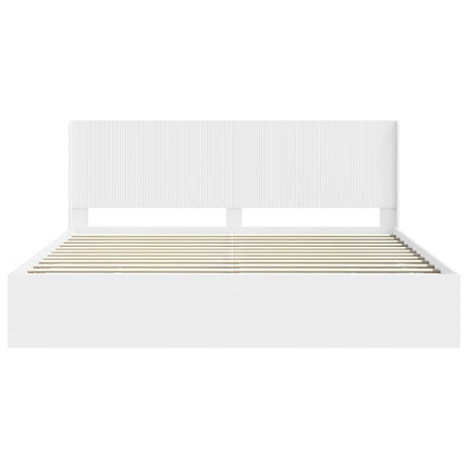 Sengestel med opbevaring og hovedgærde Hvid 180 x 200 cm