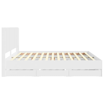 Sengestel med opbevaring og hovedgærde Hvid 180 x 200 cm