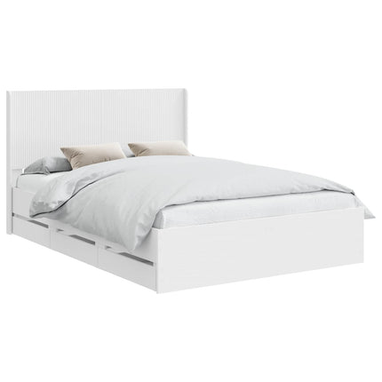 Sengestel med opbevaring og hovedgærde Hvid 160 x 200 cm
