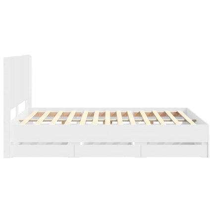 Sengestel med opbevaring og hovedgærde Hvid 160 x 200 cm