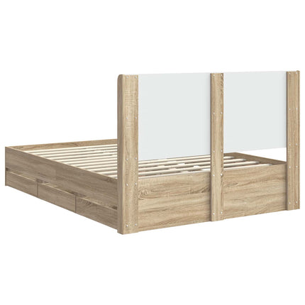 Sengestel med opbevaring og hovedgærde Sonoma-eg 160 x 200 cm