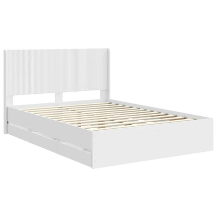 Sengestel med opbevaring og hovedgærde Hvid 150 x 200 cm