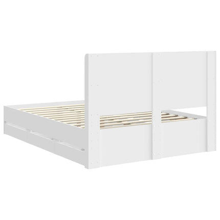 Sengestel med opbevaring og hovedgærde Hvid 150 x 200 cm