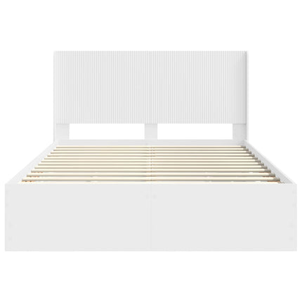 Sengestel med opbevaring og hovedgærde Hvid 150 x 200 cm
