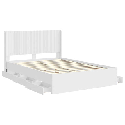 Sengestel med opbevaring og hovedgærde Hvid 140 x 190 cm