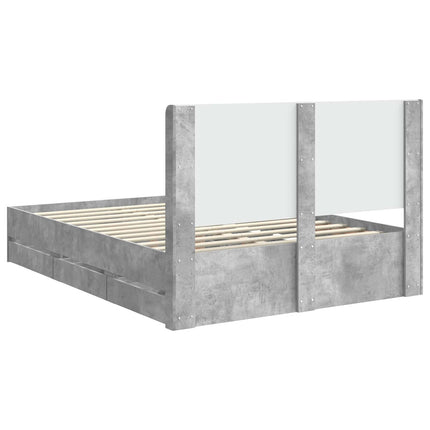 Sengestel med opbevaring og hovedgærde Betongrå 140 x 190 cm