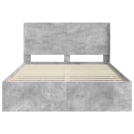 Sengestel med opbevaring og hovedgærde Betongrå 135 x 190 cm