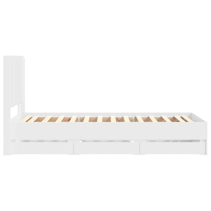 Sengestel med opbevaring og hovedgærde Hvid 100 x 200 cm