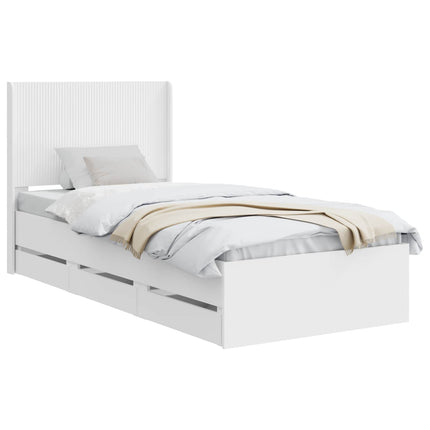 Sengestel med opbevaring og hovedgærde Hvid 90 x 190 cm